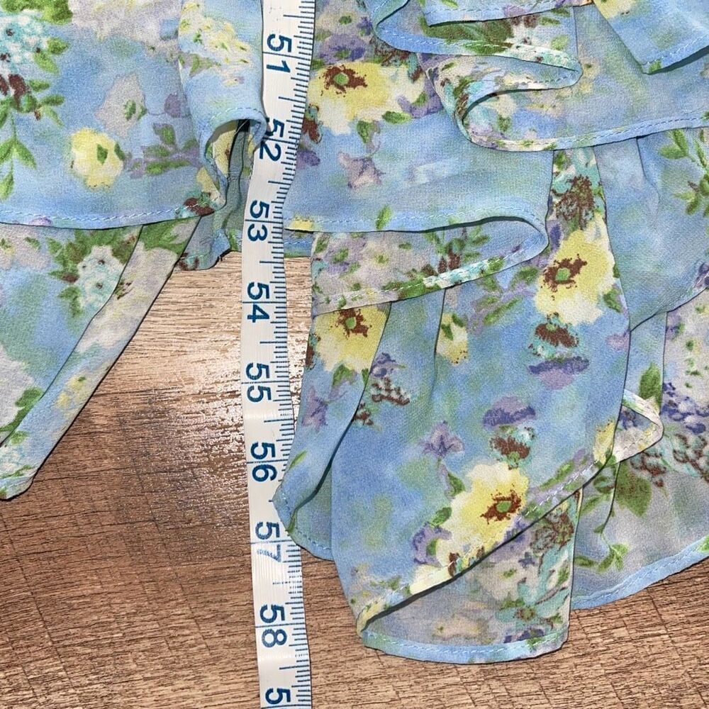 ASTR‎ the Label Womens Floral Shirred V-Neck Shirred Sundress Blue Green Medium - Picture 11 of 11